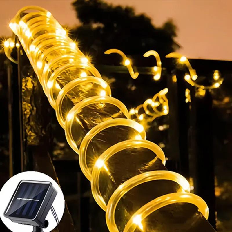 Solar LED Fairy String Lights Outdoor Garden Party Wedding Decoration Clear Tube Tree Wrap Lighting