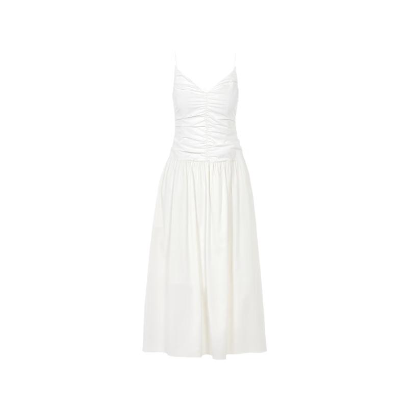 Langzi Pleated V-Neck Strappy Sunscreen Maxi Dress L