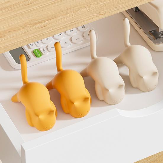 4Pcs Desk Edge Cat Cat Shape Hangers No-Drill Adhesive Table Edge Hooks Cute Backpack Hook Holds