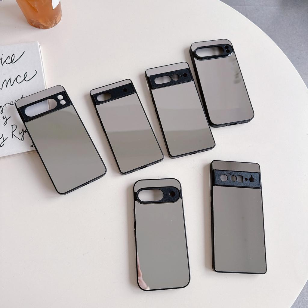 Luxury Make UP Mirror Phone Case For Google Pixel 10 9 8 7 6 Pro XL 9A 8A 7A 6A Shockproof Black Edge Fashion Mirror Back Cover