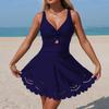 Women’s Swimdress with Scalloped Hem Cutout Detailing and Knot Front Design for Beach and Poolwear