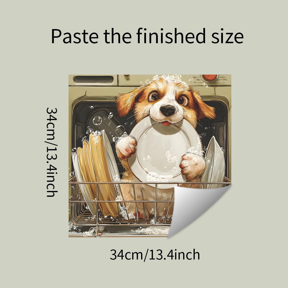 

Милая маленькая собачка в посудомоечной машине, Посудомоечная машина для кухни и столовой, Праздничные декоративные наклейки
