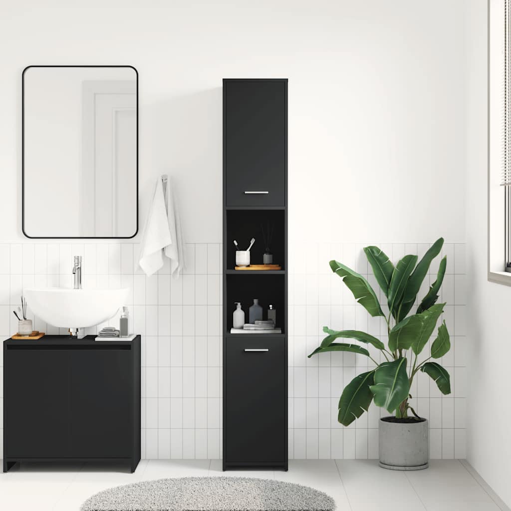 Moderne Badezimmerkommode, Ecklagerungssschrank, Stauraumregal, 30x30x183,5 Zentimeter