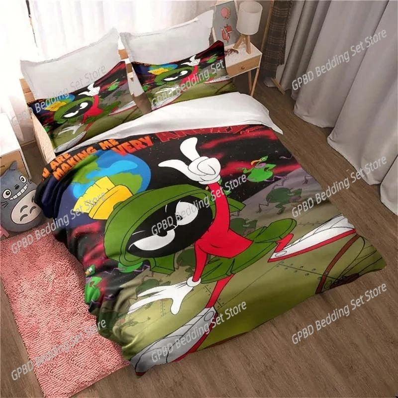 Cartoon Marvin Martian Comfortable Duvet Quilt Cover Pillowcase Bedding Set Children Bedroom Decoration Home Textile