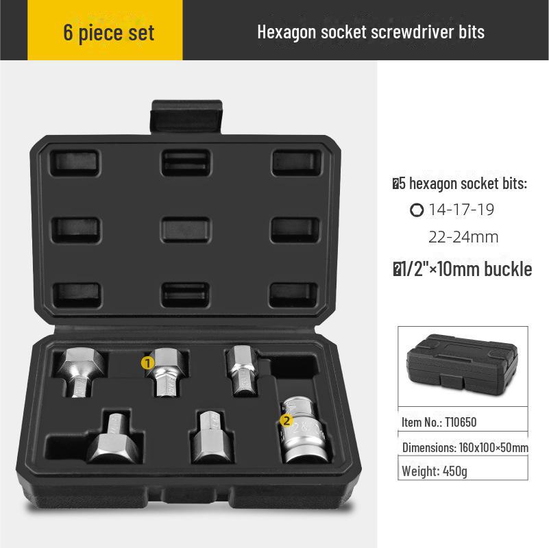 14-Piece Hex Socket Set for Electric and Pneumatic Wrenches – Sizes H6 To H14