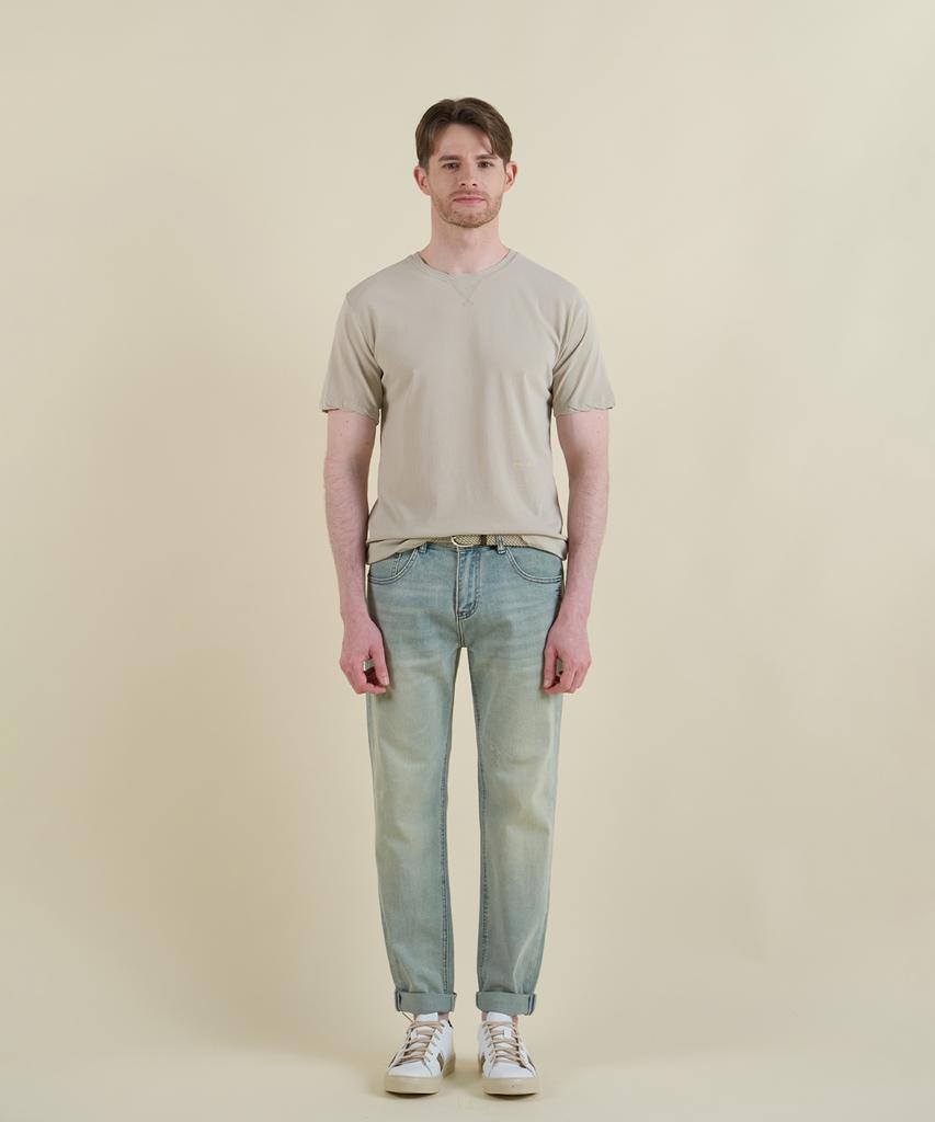PANICALE Beige Vintage Washed Logo T-Shirt (Type B)