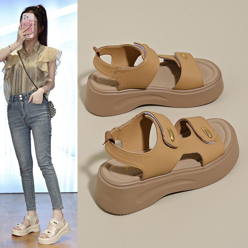 Platform beach sandals women's 2025 summer new versatile open-toed small height increase casual sports sandals