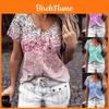 Elegante Damen V-Ausschnitt Kurzarm Blumenmuster Oberteile T-Shirt Für Freizeitkleidung