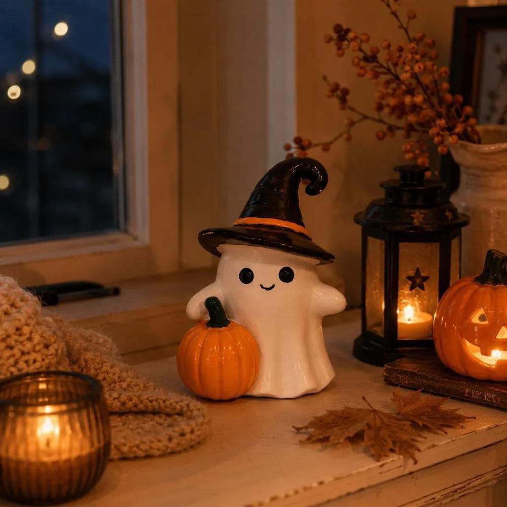 Xiaomi Creative Cute Ghost Ornament Halloween Ghost Resin Decoration for Desk Window Sill Bookshelf Halloween Quirky Soothing Trinket