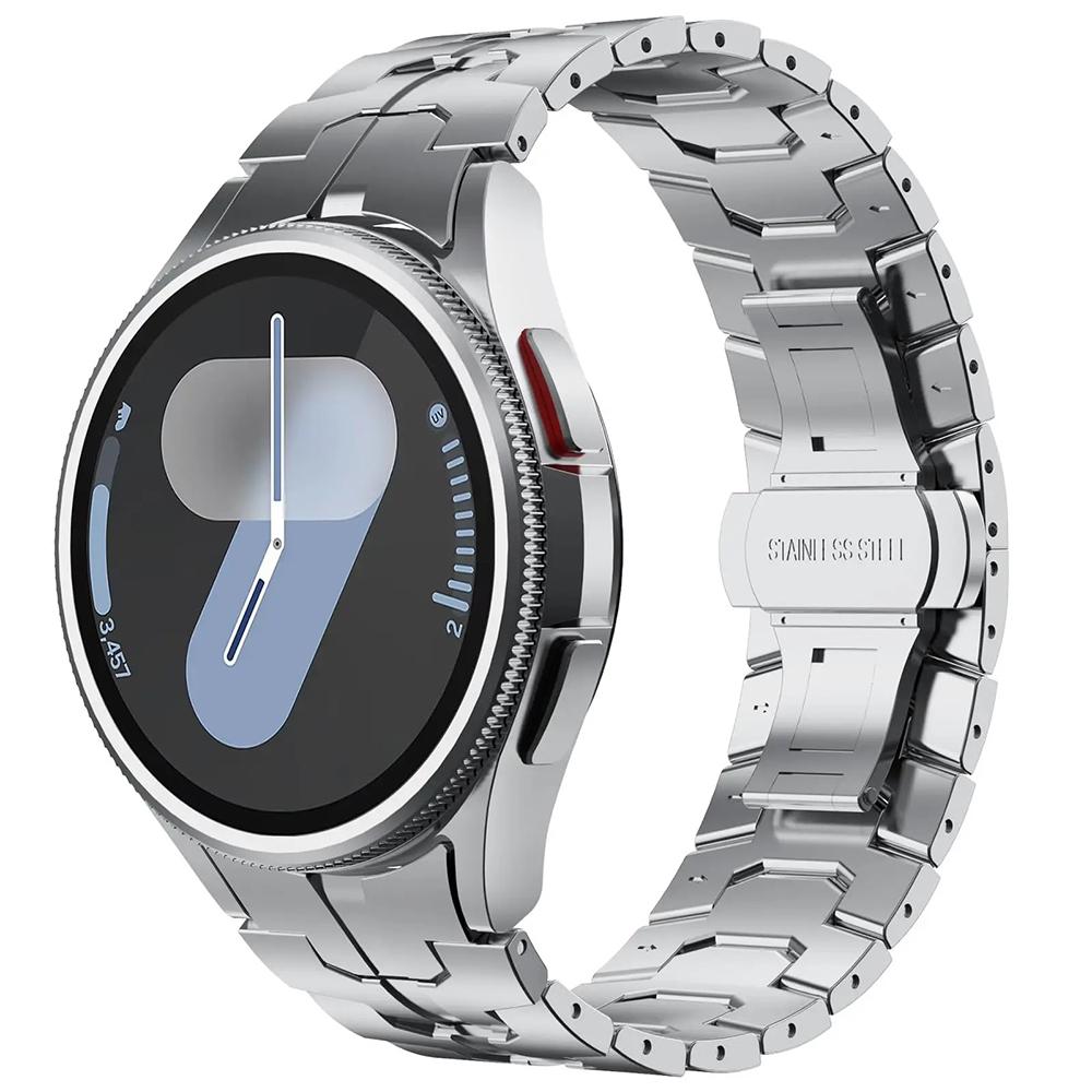 Браслет из нержавеющей стали титанового цвета для Samsung Galaxy Watch 7 6 5 4 44мм 40мм Мужской ремешок для SAMSUNG 6classic 47мм 43мм Galaxy watch FE серебряный