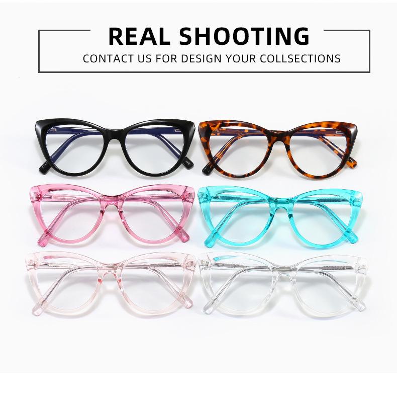 European Fashion Cat Eye Anti-Blue Light Propionate Glasses for Versatile Slimming Effect