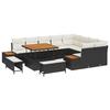 Ensemble de Canapé de Jardin 12 pièces avec Coussins en Poly Rattan Noir Acacia, Ensemble de Salle à Manger de Jardin 3 3362945