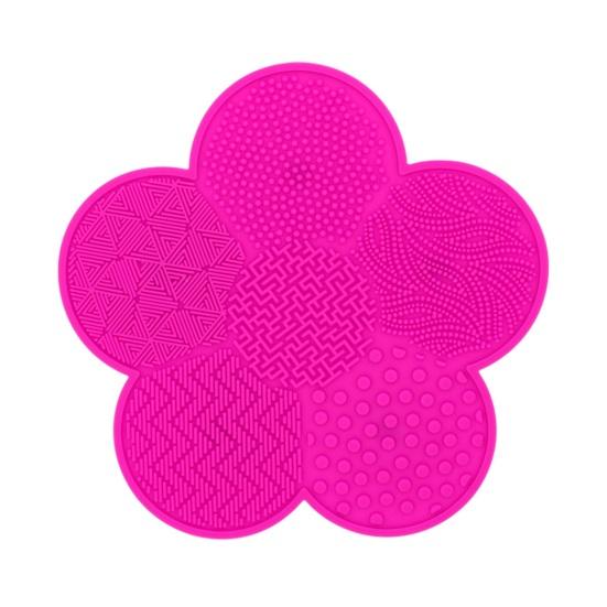 Almohadilla de cepillo de flores de silicona, herramienta de fácil limpieza con ventosa, almohadilla exfoliante suave para cepillos para polvos sueltos