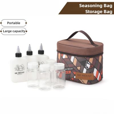 Outdoor Kitchen Seasoning Jar 7-piece Set Portable Spice Container Cookware Set Camping Barbecue and Picnic Sealed Oil Bottle