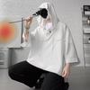 Sommer Kapuzen T-Shirt Herren Koreanisch Halbarm Pullover Streetwear Lockeres T-Shirt Oberteile Kordelzug Herrenbekleidung