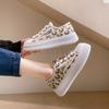 Fashion Sneakers Shoe Women Flat Leopard Vulcanize Causal Canvas Shoes Ladies Lace-up Breathable Walking Shoes Tenis Feminino