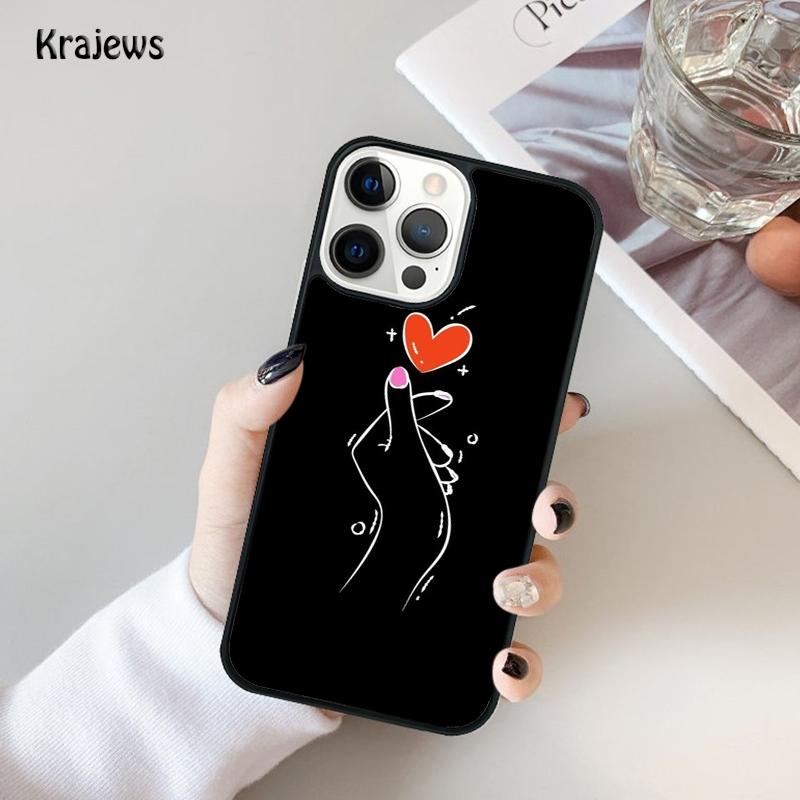 Cute Korean Font Saranghae I love you Phone Case For iPhone 17 Air 16 15 14 Max Plus 11 12 13 Pro Max Phone Cover