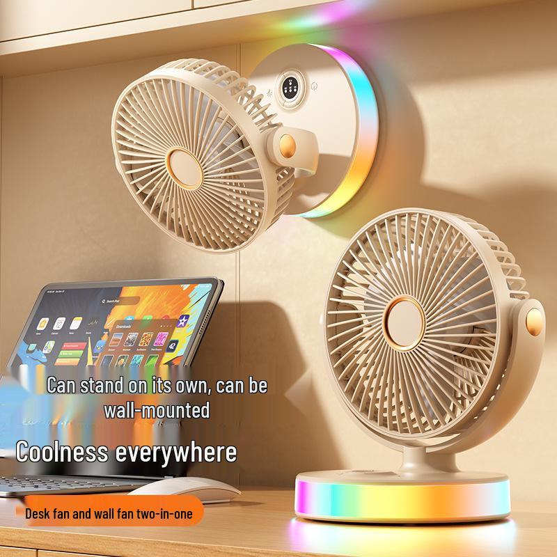 Portable Multi-functional Fan with Colorful Lights for Dorm, Office, and Outdoors