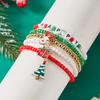 Colorful Beaded Christmas Bracelet Set For Women Men Santa Claus Snowman Snowflake Pendant Bangles New Year Party Jewelry