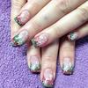 24Pcs Christmas Blue Glitter Short Square Press On Nails With Snowflake French Design Fake Nails For Women Holiday Manicure