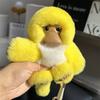 [Cute Little Monkey] Real Rex Rabbit Hair Car Keychain Pendant Ins Internet Celebrity Plush Doll Bag Pendant