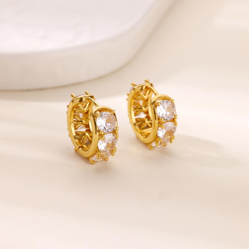 Simple and Fashionable Zircon-inlaid Ear Buckle Earrings Women's Light Luxury Temperament Versatile Earrings New