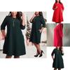 Premium Quality Plus Size Women Red Green Color Printed Round Neck Dress For All Occasions