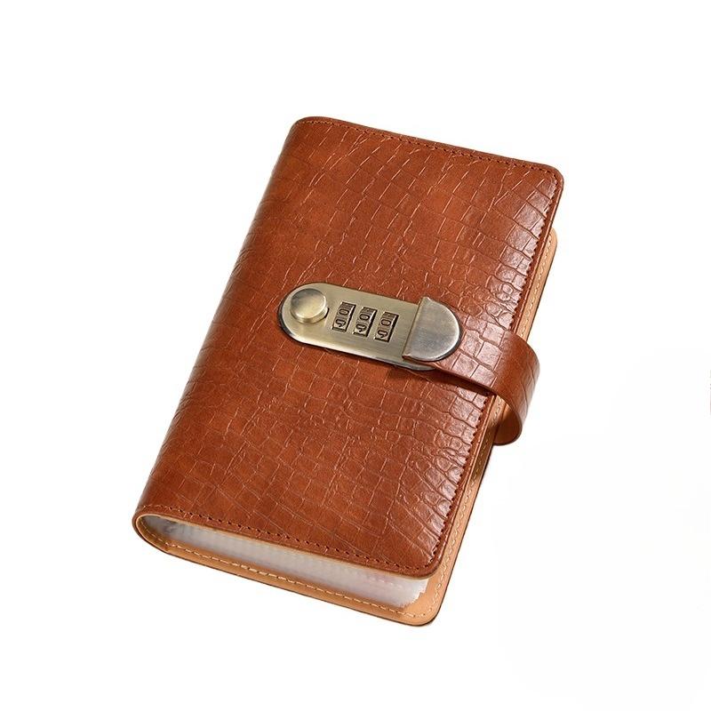 

1pc Paper Money Storage Book Crocodile Pattern A6 Password Lock Wallet Cash Deposit Book Ledger Savings Book коричневий