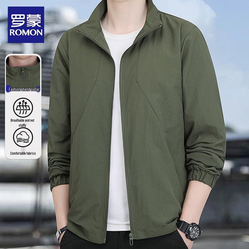 ROMON Men's Windproof Stand-up Collar Business Casual Jacket