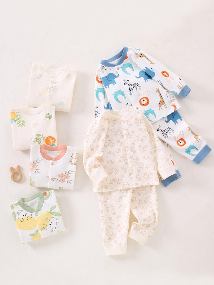 Childrens Cotton Pajama Set With Animal Prints For Newborns And Infants