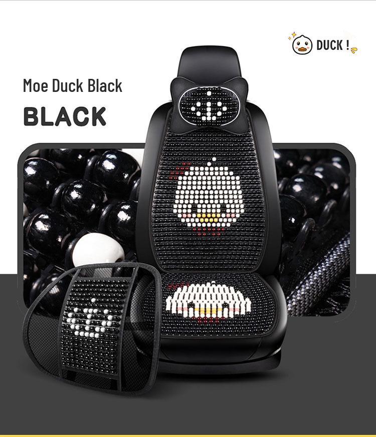2024 Cartoon Yellow Duck Wooden Bead Car Seat Cushion Set