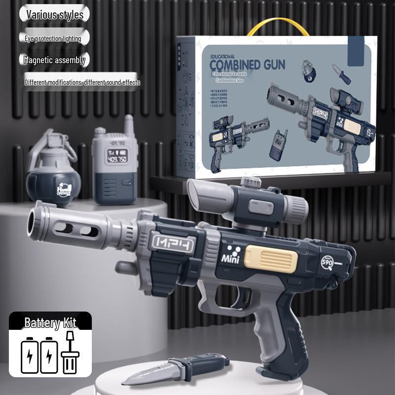 Children's Sound & Light Toy Gun - DIY Magnetic Assembly for Boys Ages 3-12, Perfect Birthday Gift