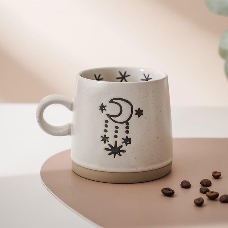 

Creativity Ceramic Cups, Household Mugs Japanese Rough Pottery Retro Milk Coffee Cup, Niche Breakfast Cups, Creative Couple Cups 400ml