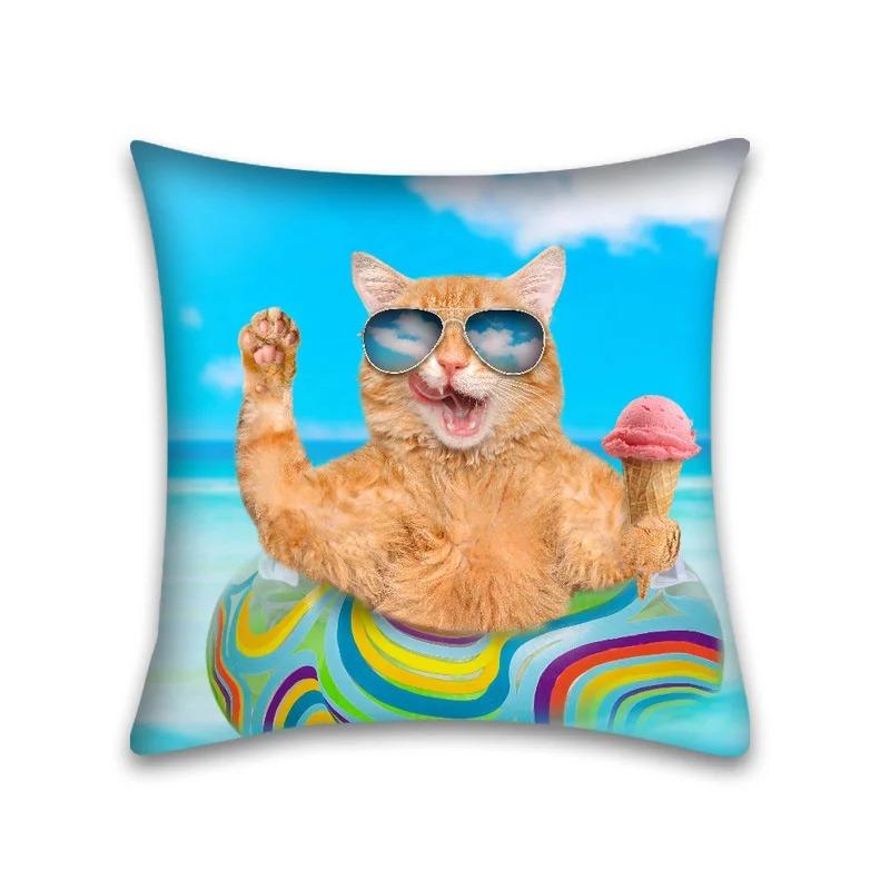 Colorful Cat Animal Decorative Pillowcase Living Room Office Ornaments Home Pillowcase