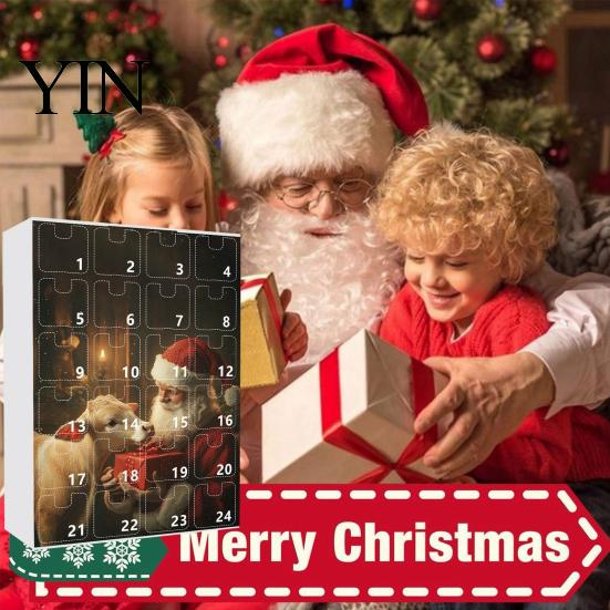 Decorative Acrylic Ornaments for Windows Doors Christmas Advent Calendar, 24 Day Countdown Box with Highland Cow Hanging Tree Pendants, Festive Decor,