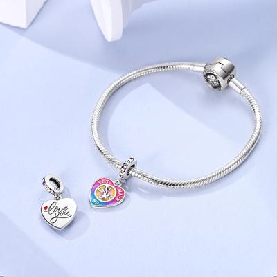 Charms Coppereternal Love Heart-Shaped Clock Beads Fit Charms Plataoriginal Bracelet Women Jewellery Making Gifts