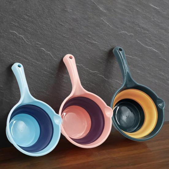 Foldable Water Ladle, Collapsible Silicone Kitchen Scoop for Rice Washing, Space Saving Multipurpose Dipper for Home