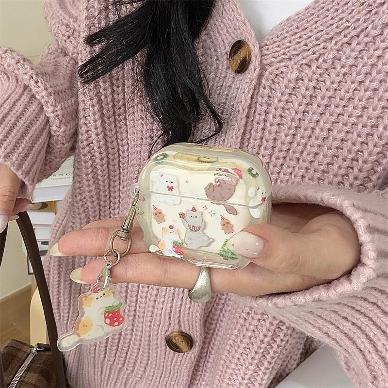 Fashion Cute Cartoon Cat Earphone Case For Apple Airpods Airpods Pro 2 3 4 Cover with Pendant Silicone Headphone Cases For Airpo