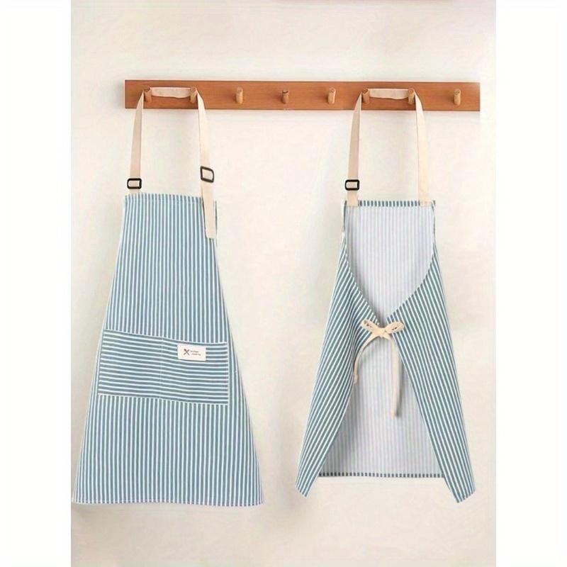 1pc Adjustable Colorful Striped Apron for Men and Women, Simple Style Cooking Apron with Pockets for Chef, Server, Kitchen Cooking Aprons, Bbq