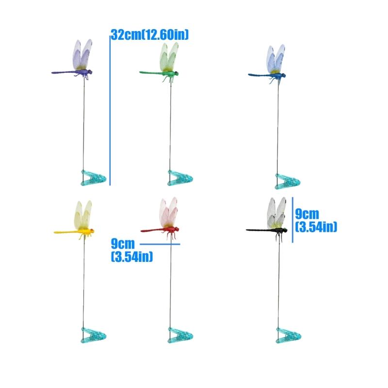 Beautiful PVC 3D Simulation Dragonflies Clip Ornaments For Yard Patios Balcony Flower Beds Decoration And Mosquitoes Control