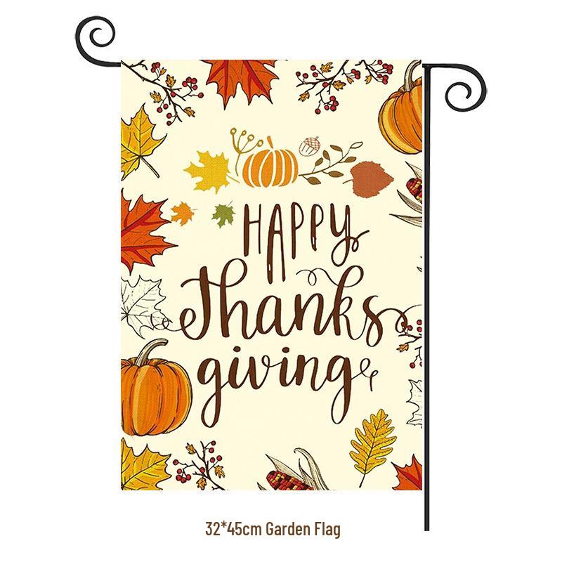 Turkey Yard Decoration Flag: Halloween Pumpkin & Thanksgiving Festival Garden Flag
