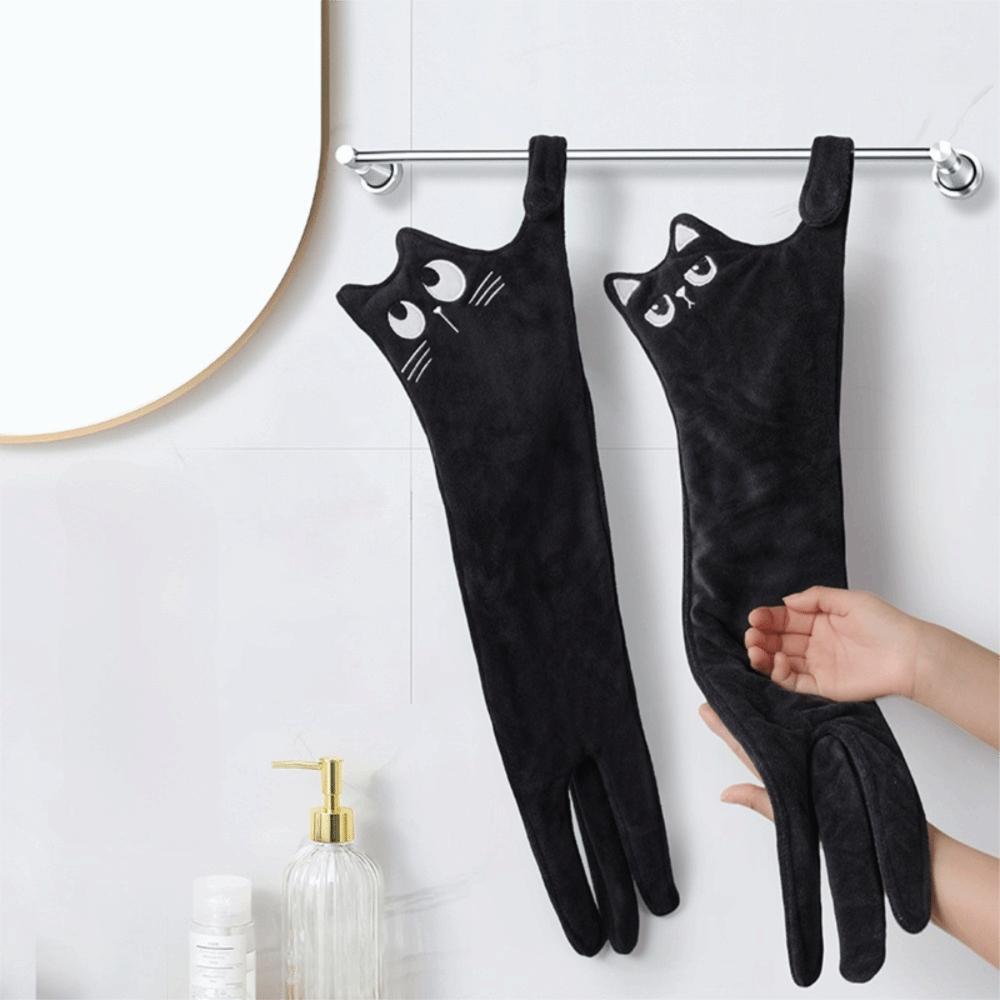 Absorbent Funny Cat Hand Towel Soft Microfiber Towel Cute Kitchen Rag  Restroom