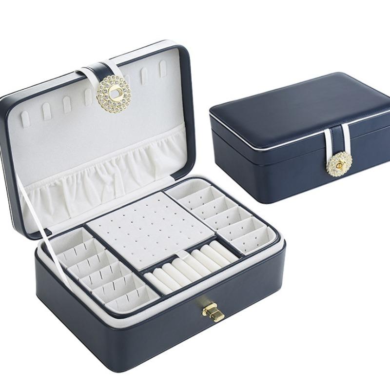 Double Layer Jewelry Box Organizer Large Capacity PU Leather Storage Ring Box Earrings studs Jewelry Display Jewelry Packaging