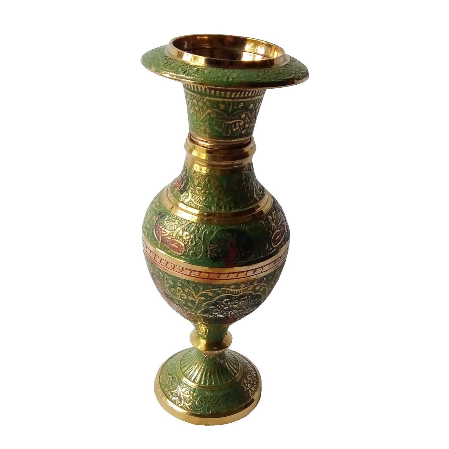 

Hand Crafted Kashmiri Glass pattern Flower Vase 17 CM (Green)
