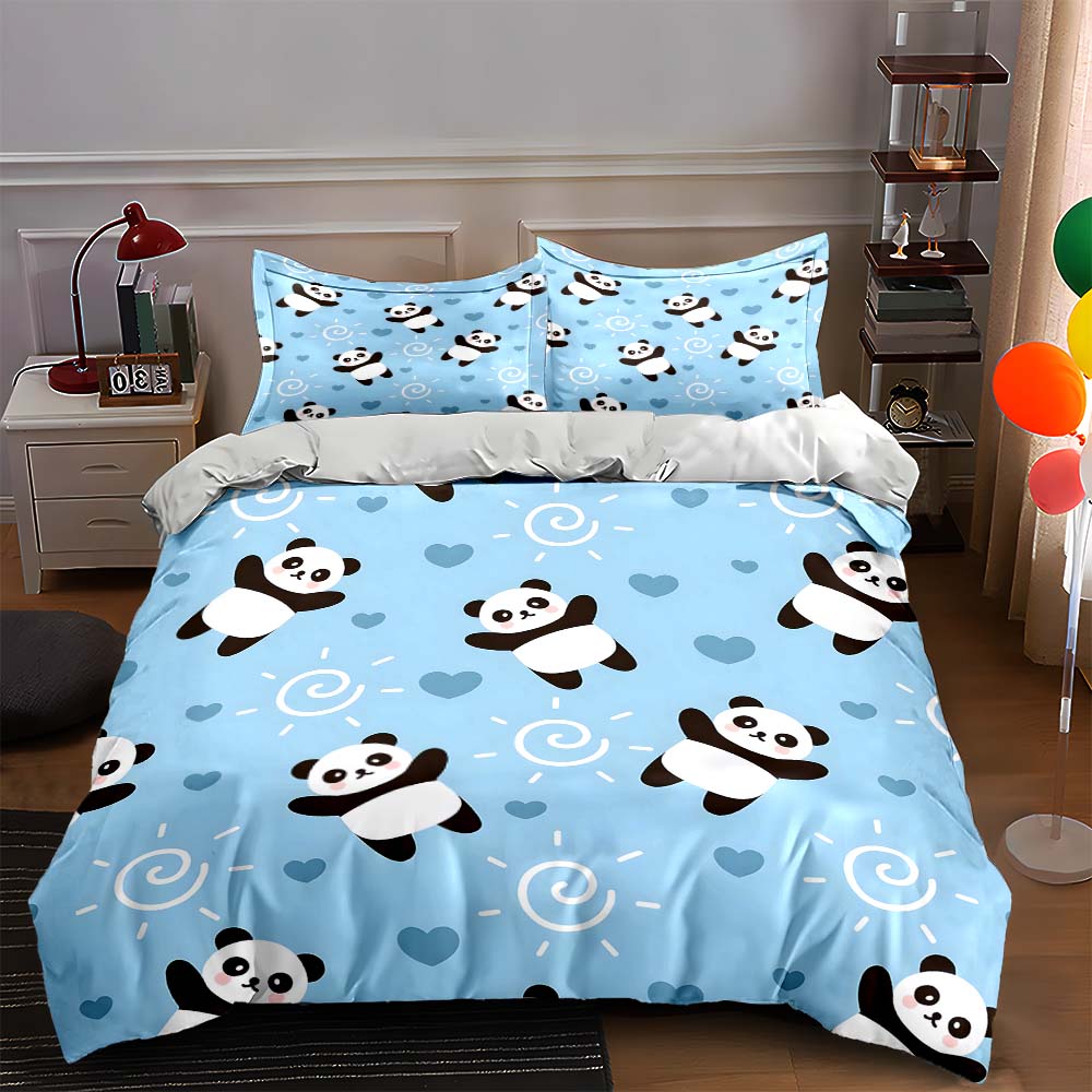 

Pandas, hearts, spirals. Bedding Duvet cover sets Duvet covers Pillowcases gifts (1 * Duvet Cover 2 * Pillowcases, without duvet insert) 135x200cm