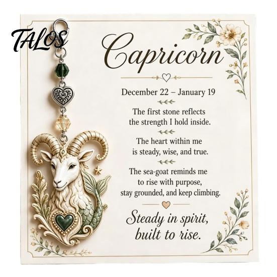 Zodiac Sign Pendant 12 Keychain with Keepsake Card, Star Pendant, Backpack Handbag Purse Charm, Inspirational Gift for Men Women
