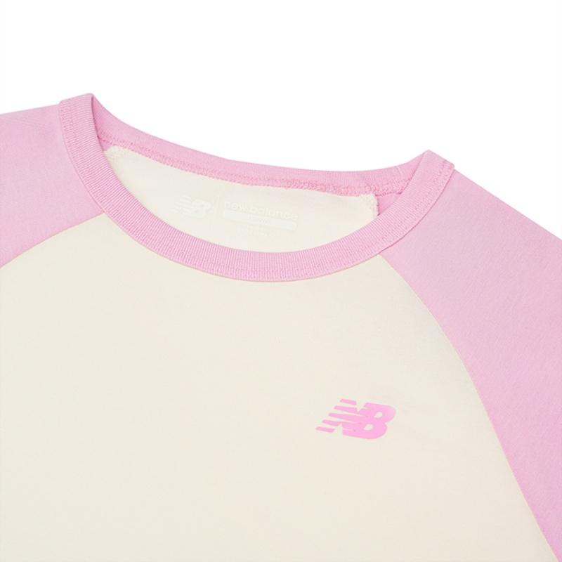 New Balance T Shirt White Pink Kids' 7ED2S053-LPK