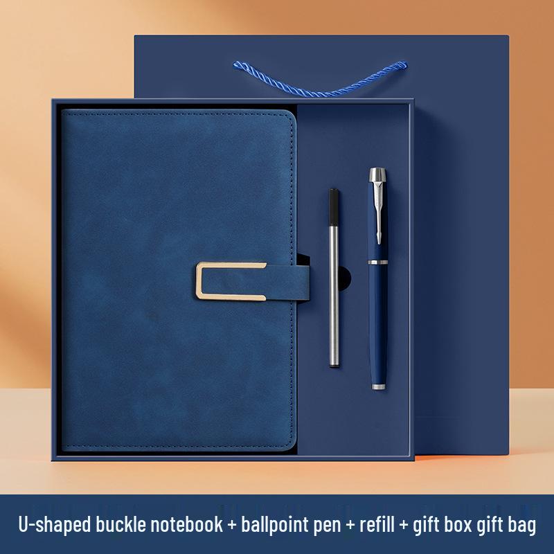 Business A5 Notebook Gift Set with U-shaped Buckle Hardcover - Customizable LOGO for Students and Offices