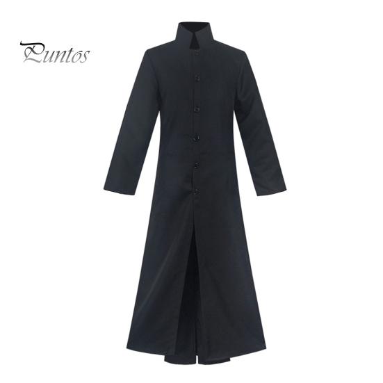 

Мужская ветровка для выступлений, костюм для косплея на Хэллоуин, сценический костюм со стоячим воротником, винтажный стиль, двухслойный плащ, реквизит для игр S чёрный