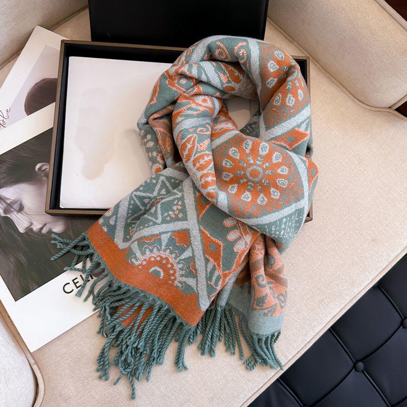Women's Ethnic Bohemian Shawl: High-End, Thickened, Warm Jacquard Snood Scarf for Autumn and Winter